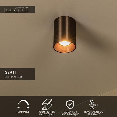 Lucide GERTI - Spot plafond - Ø 8 cm - 1xGU10 - Café | Essential